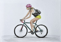 City Cyclist <br> Aquarell, 10 x 15 cm